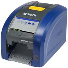 A blue Brady i5300 printer.