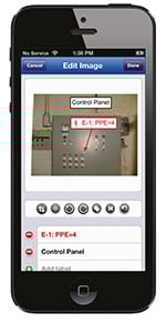 Closeup of a smartphone showing a LOTO procedure on the screen.