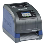 Closeup of the blue and black Brady i3300 label printer.