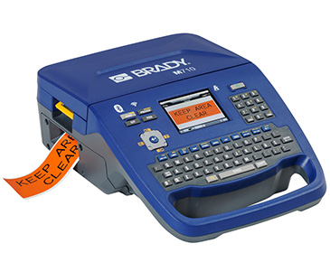 Closeup of a Brady BMP71 label printer.