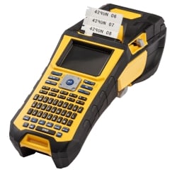 A yellow and black Brady BMP61 label printer.