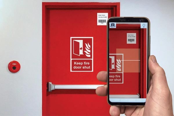 Smartphone scanning door.