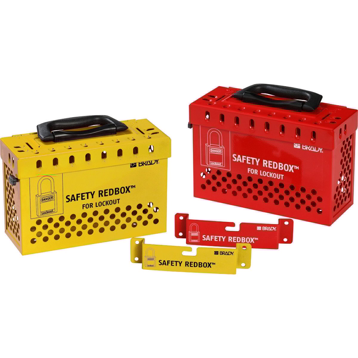 Two Safety REDBOX Group Lockout Boxes.