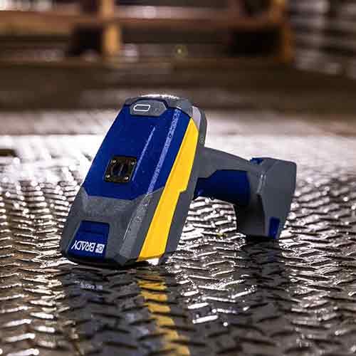 Brady industrial printer on a metal flooring