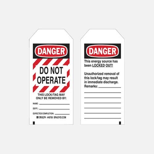 an example of a pre-printed brady tag
