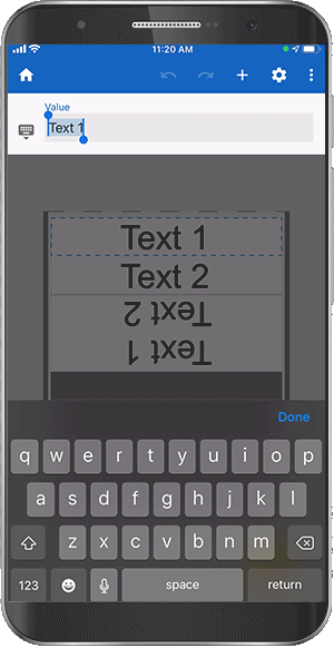 Animated gif showing the creation of a cable flag with two lines of text using the app.