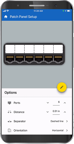 Animated gif showing the creation of a wire marking sleeve using the app.