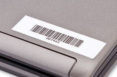 an asset tag on a computer