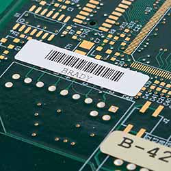 brady label on a circuit board