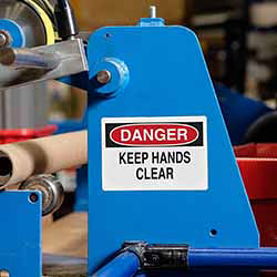 brady danger sign on machine