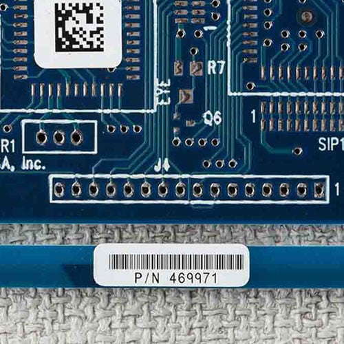 A heat reisistant label on a circuit board