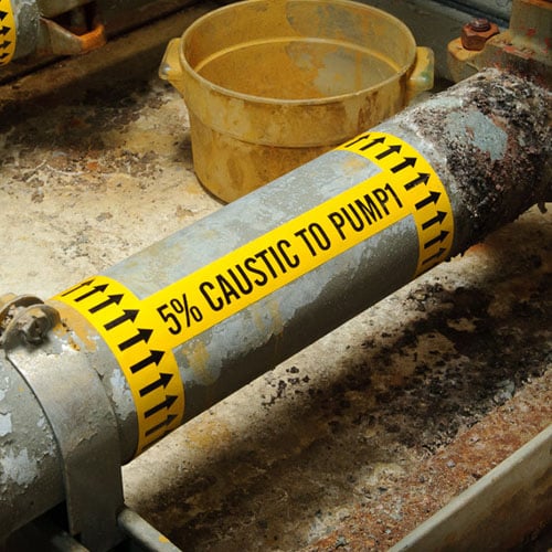A label around a pipe