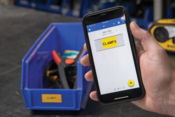 a phone displaying Brady software