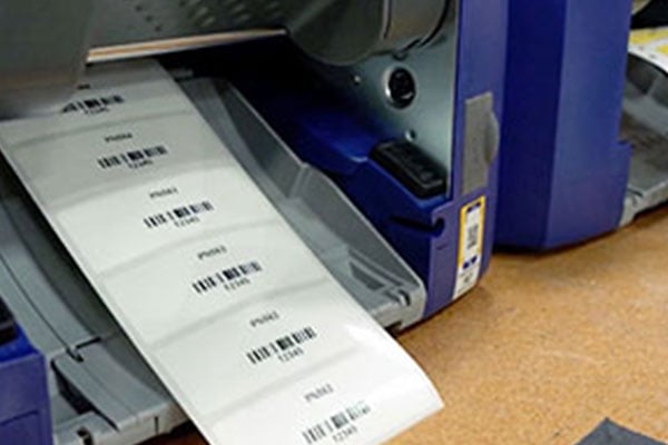 labels coming out of a printer