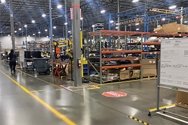 Warehouse with led lines.