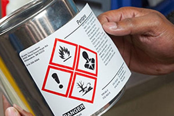 GHS labeling on a can