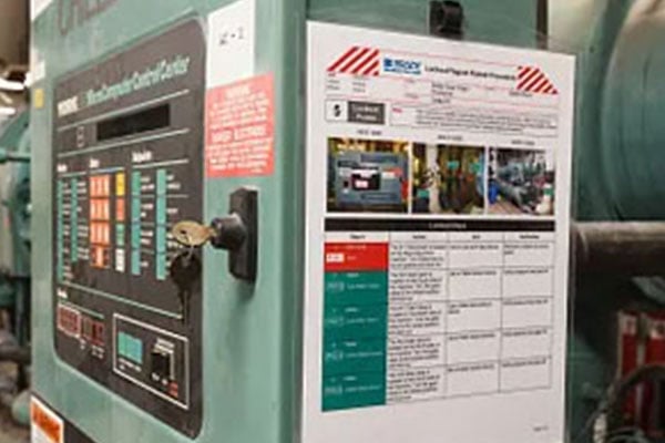 a maintenance form on the side of machinery
