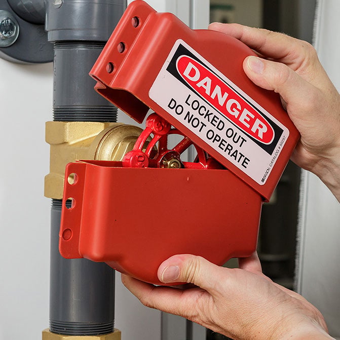 a lockout tagout valve handle guard