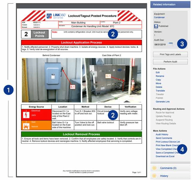 Diagram of OSHA 1910.147 Compliance Features Built Into LINK360