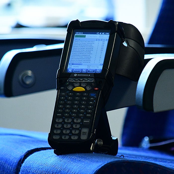 brady RFID scanner on airplane seat