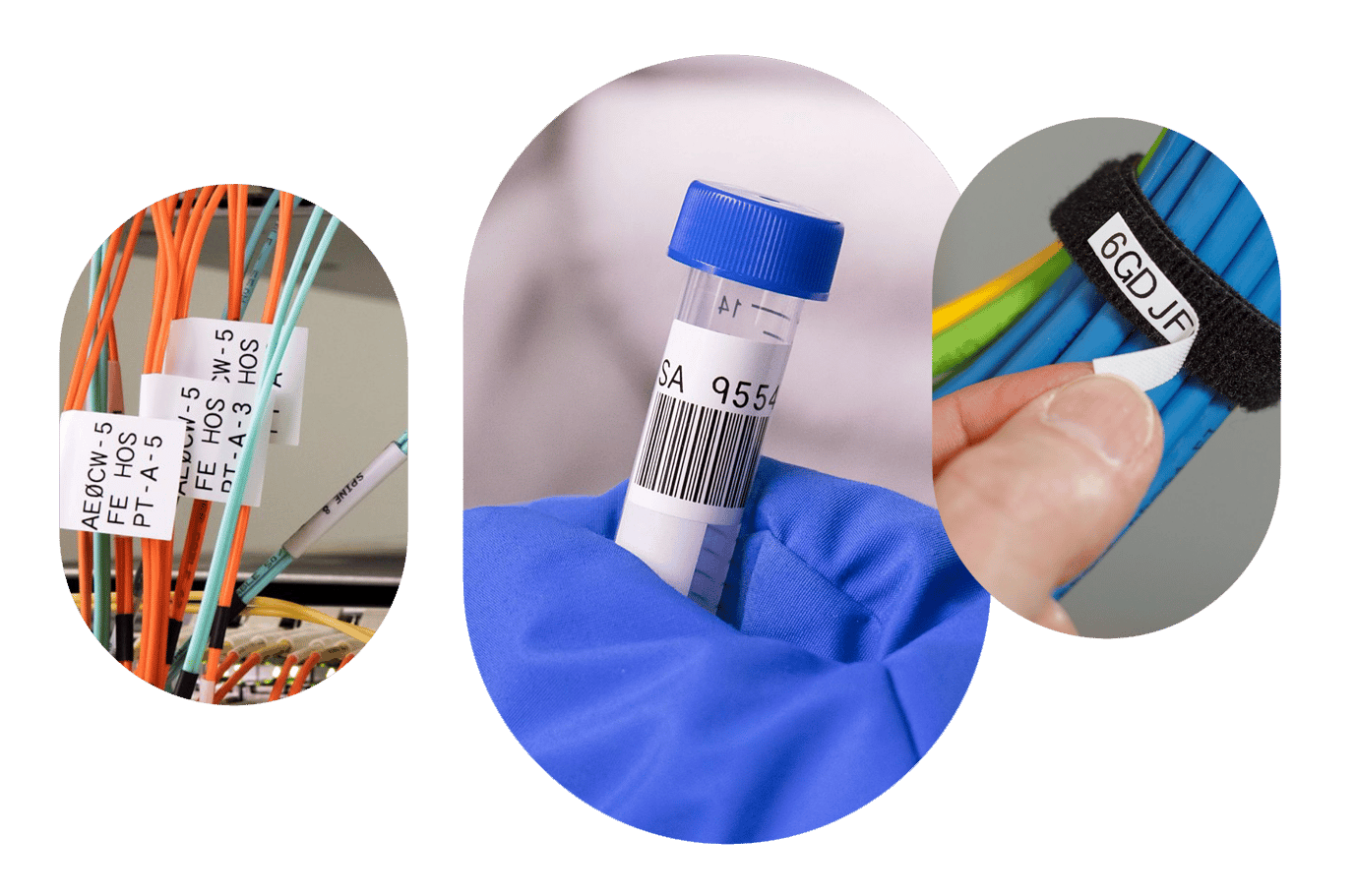 ID labels on cables, lab vials and cabling