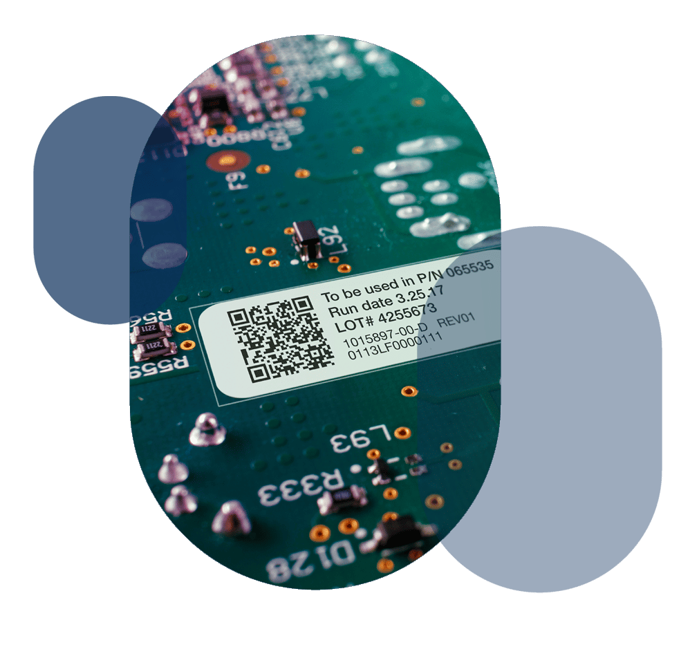 an industrial grad label on a circuit board
