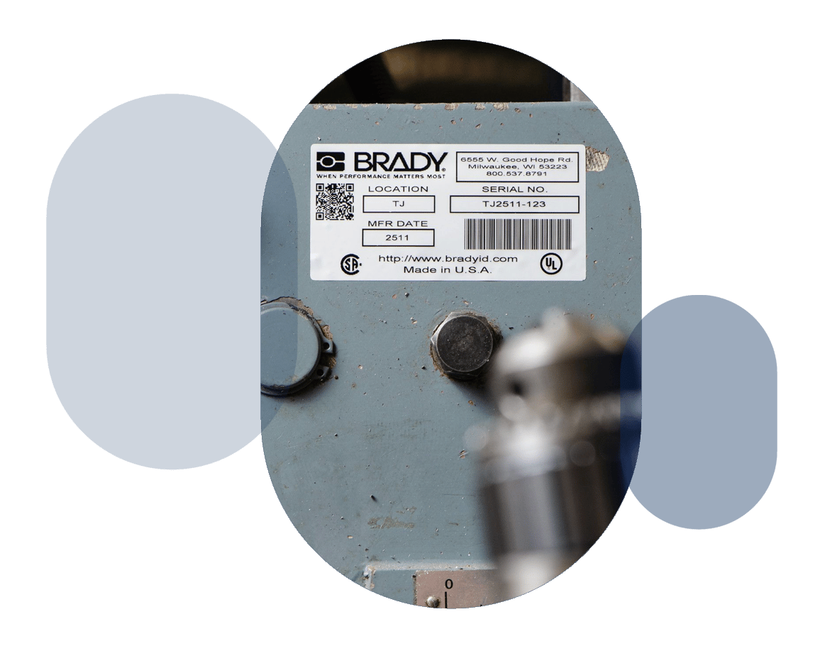 an asset tag on a machine used for Identification
