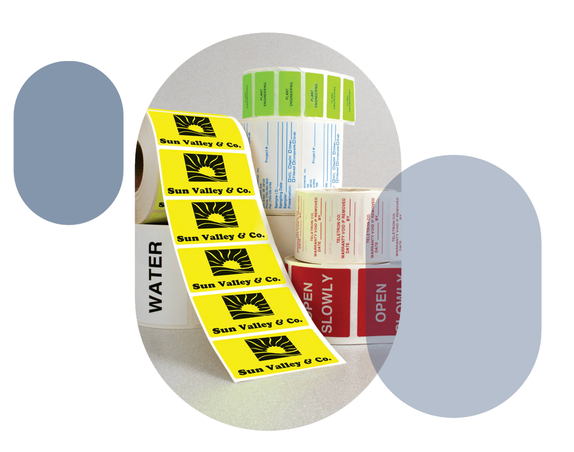 spools of pre-printed labels