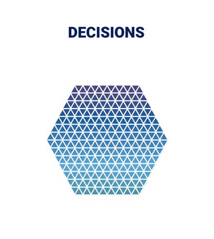 Dot patterned infographic representing decisions. 