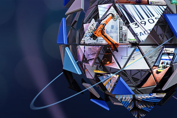 Geometric imagery representing intelligent manufacturing.