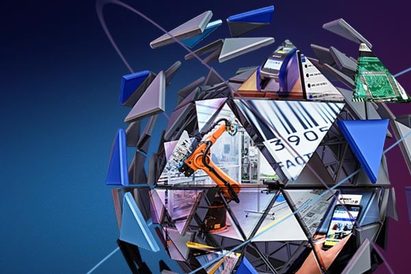 Geometric imagery representing intelligent manufacturing.