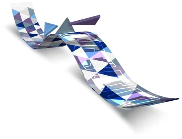 Mosaic image of triangles creating a geometric pattern of intersections.