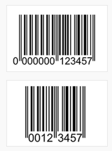 Two linear 1D barcodes.