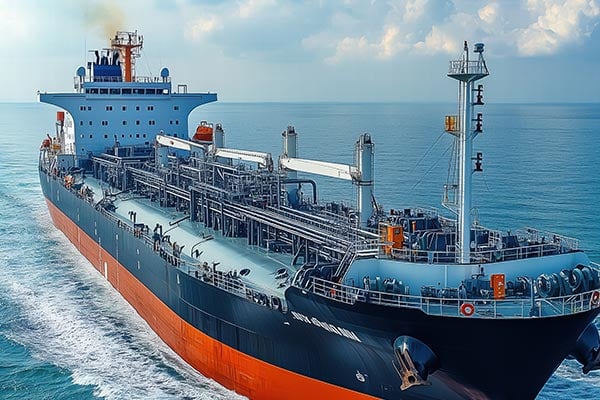 Oil container ship on the open sea
