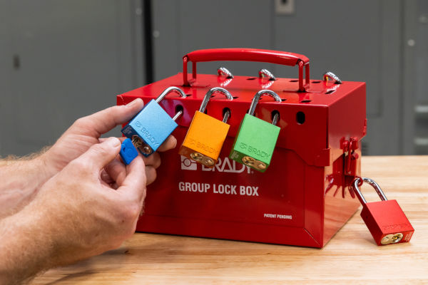 Brady group lock box for Lockout Tagout.