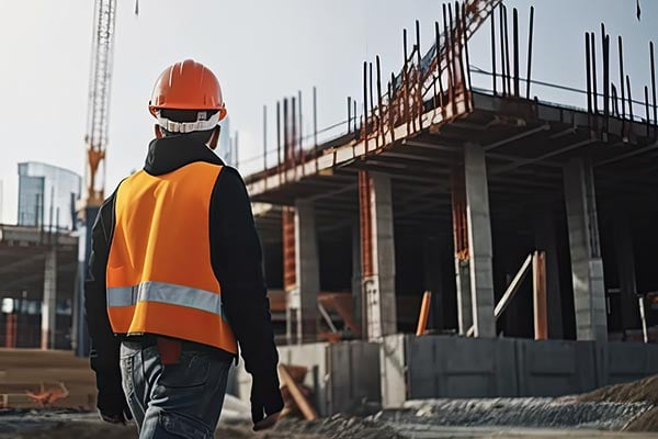 Person in hard hat at construction site