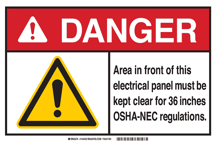 Sign warning about guidelines to prevent electrical hazards.