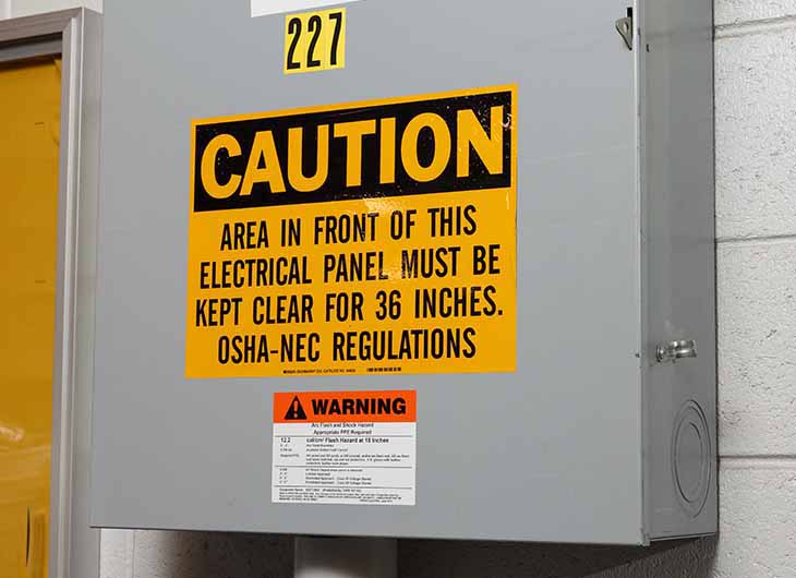 Sign warning about danger on an electrical box.  