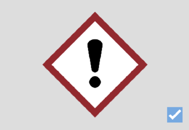 GHS irritant warning pictogram with indicator for health risk.