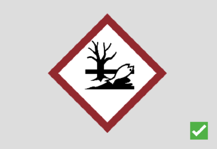 GHS hazardous to aquatic environment pictogram with indicator for environmental risk.