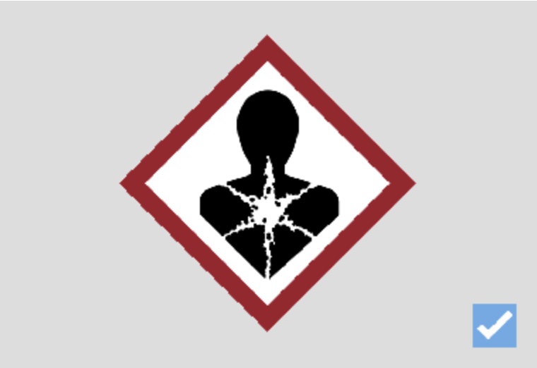 GHS health hazard pictogram with indicator for health risk.