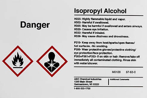 A GHS label showing a Danger symbol.