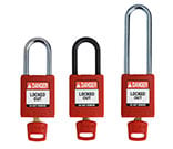 Brady&#x27;s full lineup of lockout padlocks.