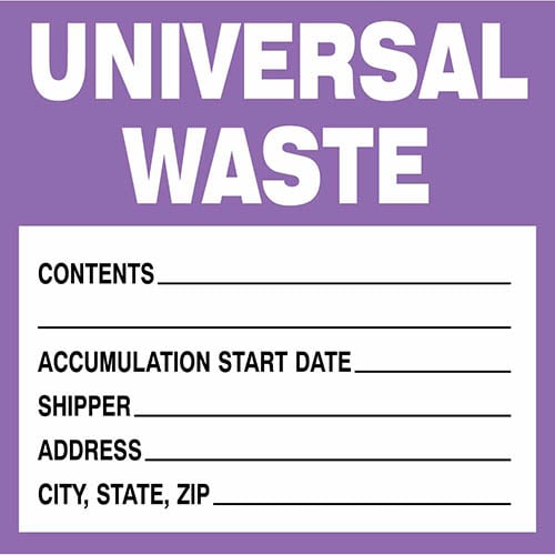Universal waste label