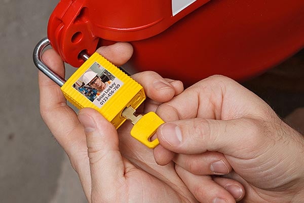 Hand locking with a key.