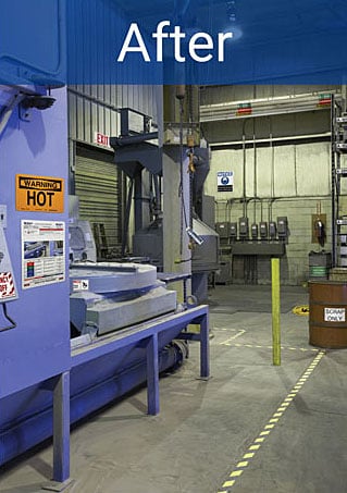 An industrial work setting after signage applied.