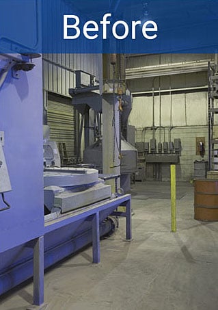 An industrial work setting before signage applied.