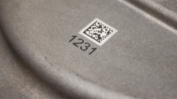 Fiber Laser-marked 2D barcode.