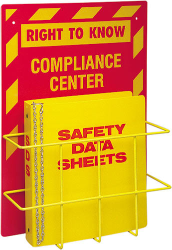 A yellow and red collection of Safety Data Sheets.