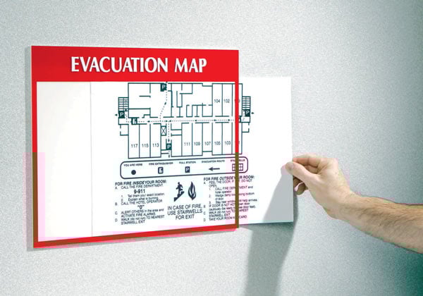Closeup of an emergency evacuation map.